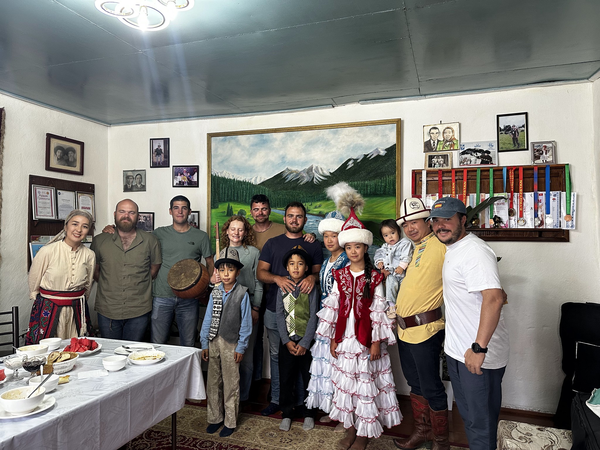 The 4droad team with local families in Kyrgyzstan