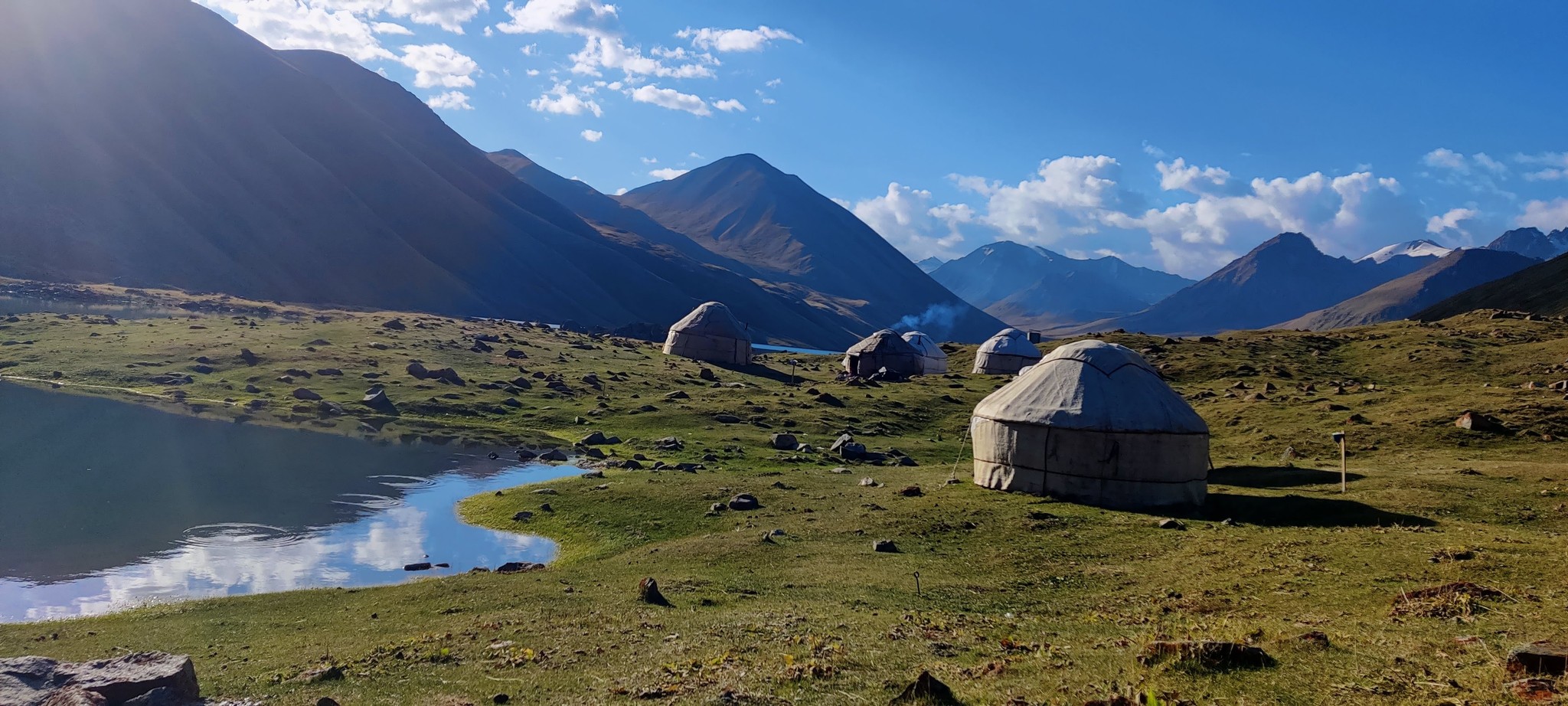 Remote yurt camp in the mountains during a Kyrgyzstan adventure journey